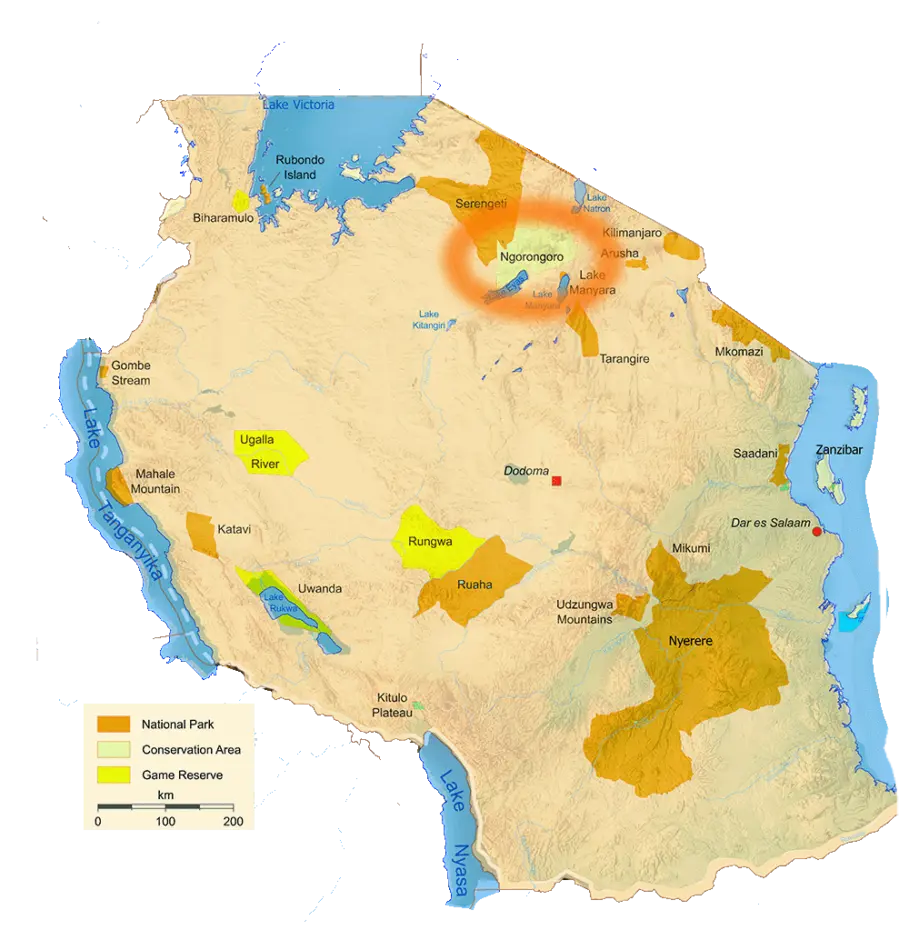 Ngorongoro Conservation area map Ngorongoro map