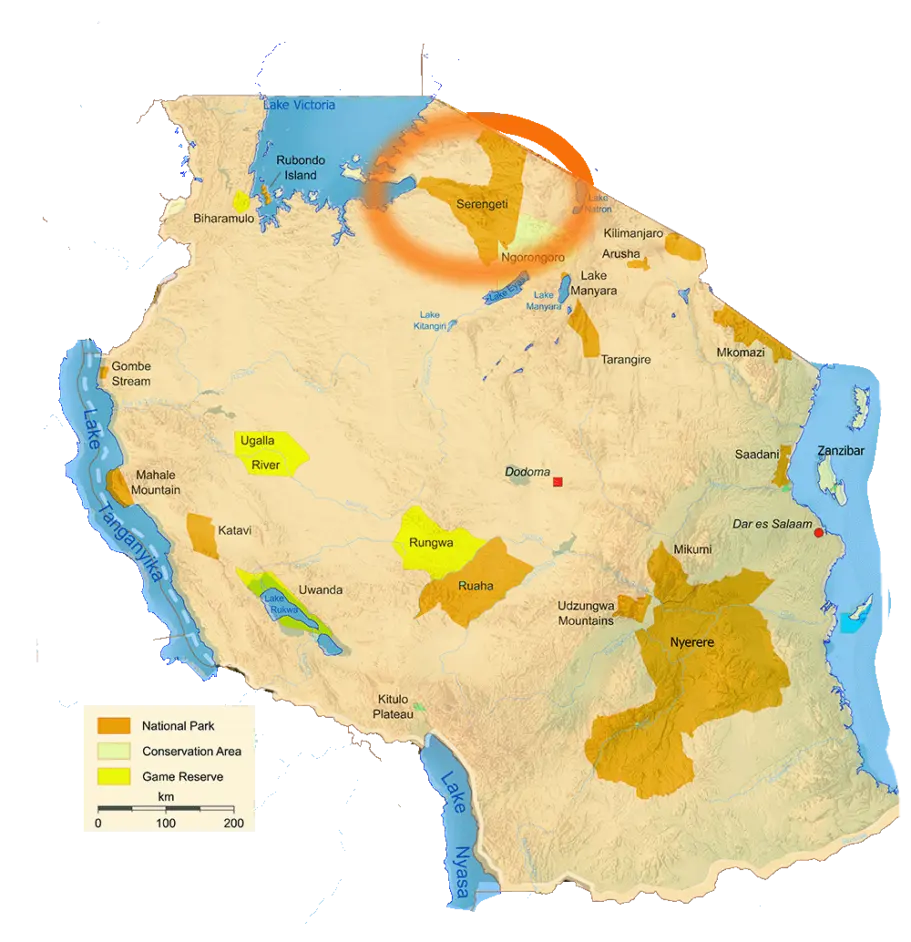 Ngorongoro Conservation area map Ngorongoro map